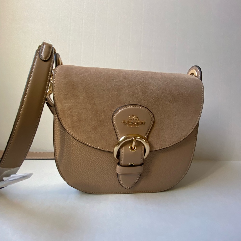 Coach Beige Suede and Leather Crossbody